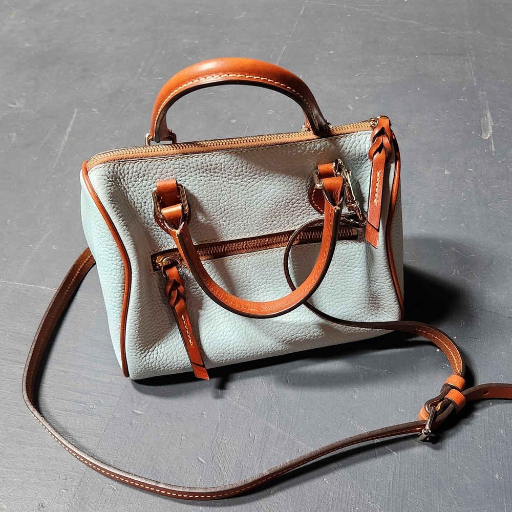 Dooney & Bourke Trudy SATCHEL Sky Blue and Brown Satchel